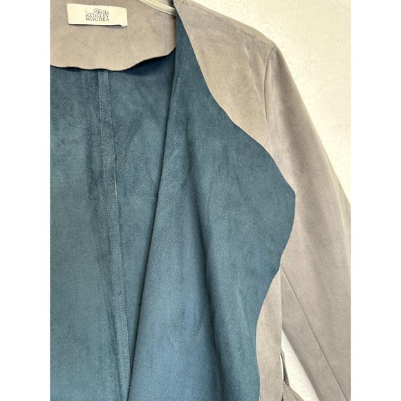 Belle Badgley Mischa Jojo Faux Suede Gray Duster Jacket - Picture 7 of 10